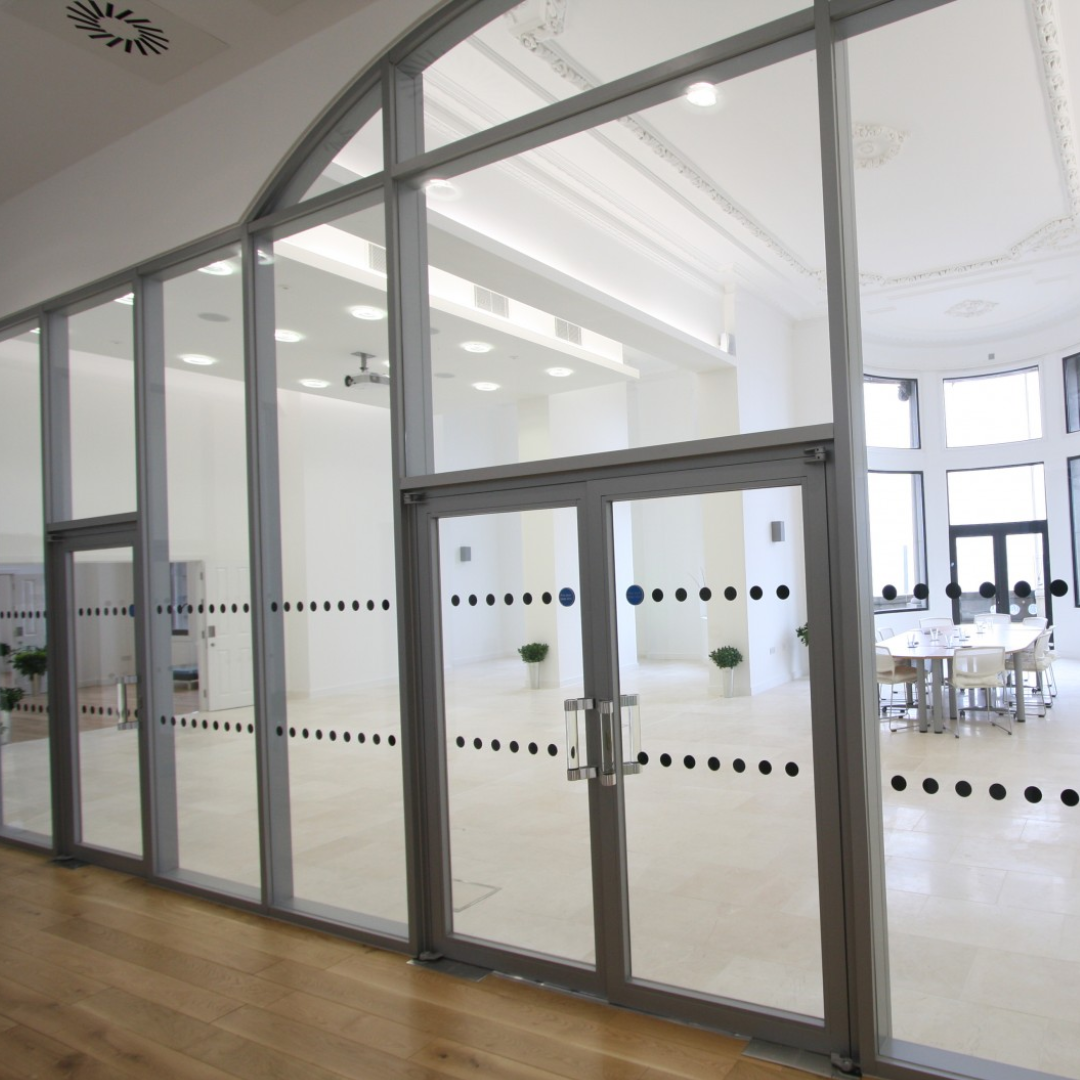 GLAZED PARTITIONS AND FIRE DOORS